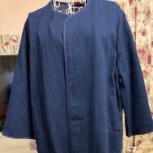 Jessica London Womens Tweed Collarless Jacket Blue  sz 18